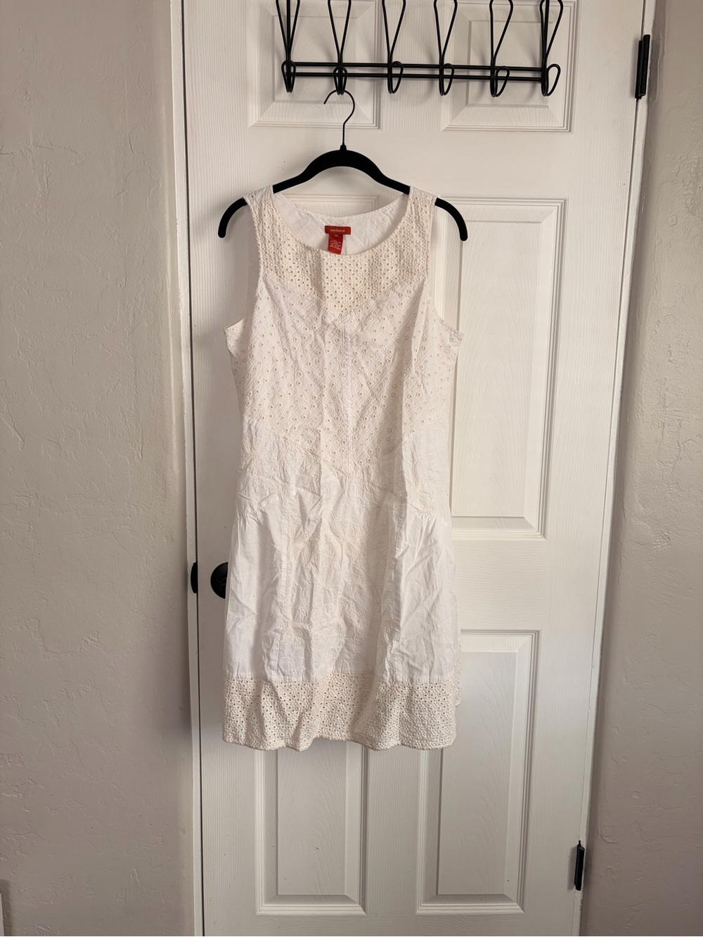 Sundance White Sleeveless Eyelet Mini Dress